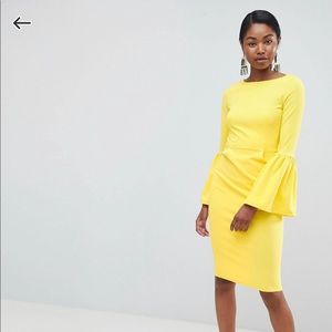 Club L Pencil Dress With Extreme Frill Sleeve